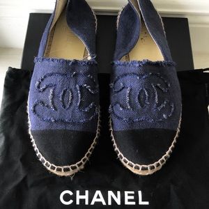Chanel Navy Canvas Espadrilles
